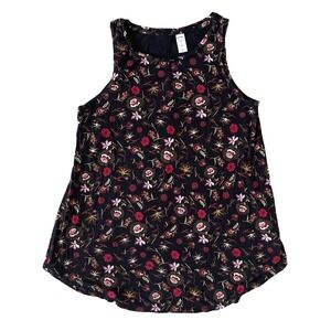 Old Navy Luxe Sleeveless Top size Small Tank Blouse‎ Black Floral Dark Academia